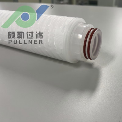 Hộp lọc PTFE gấp nếp 40 inch có silicon đỏ cho lưu lượng cao lọc hóa chất và chất lỏng siêu tinh khiết