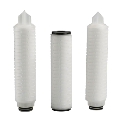 0.45um PP bộ lọc pleated với Polypropylene Caps cuối lỗ chân lông kích thước 0.1um-60um Max Temp 82 °C